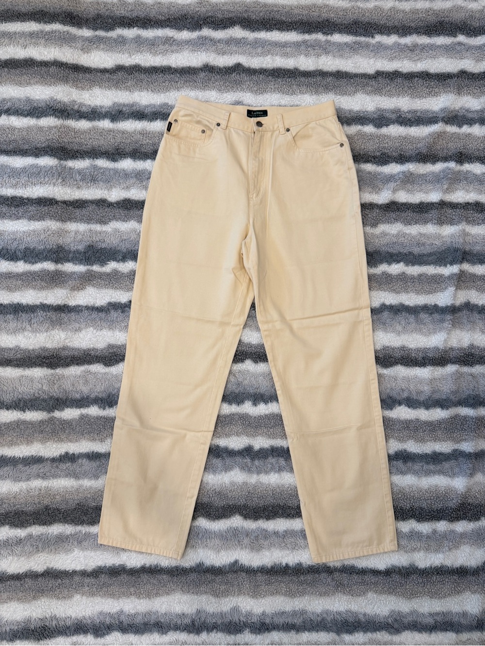 Vintage Lauren Ralph Lauren Cream Straight Leg Jeans - Size 12